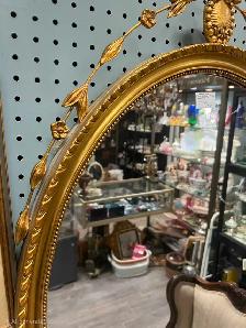 Antique Gilt Oval Mirror - English Georgian Style Gold - Photo 3
