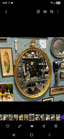 Antique Gilt Oval Mirror - English Georgian Style Gold - Photo 4