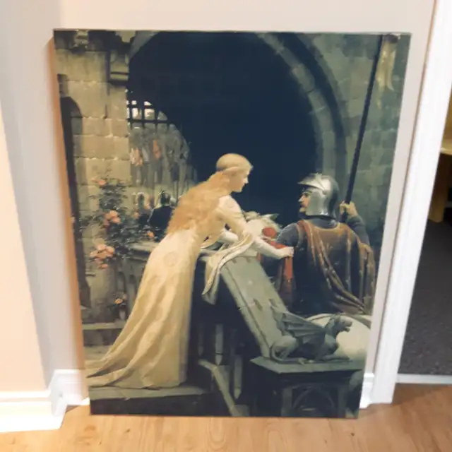 BELLE TOILE SÉRIGRAPHIE MÉDIÉVALE DANS CADRE 24'x32'HAUT: $25.00