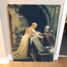 BELLE TOILE SÉRIGRAPHIE MÉDIÉVALE DANS CADRE 24'x32'HAUT: $25.00