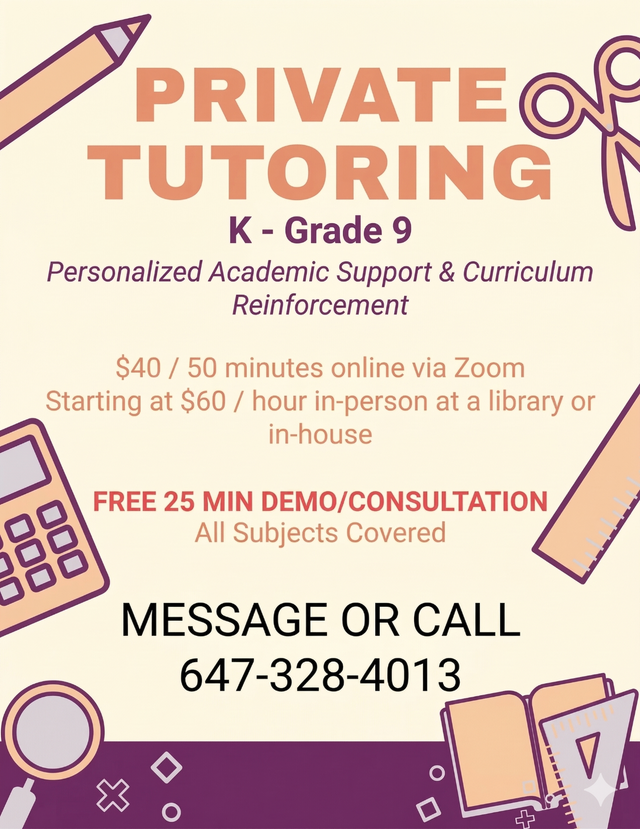 PRIVATE TUTORING | K–Grade 9