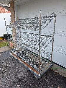 Stainless Steel Rolling Slanted Tool Display Rack Shelving Unit