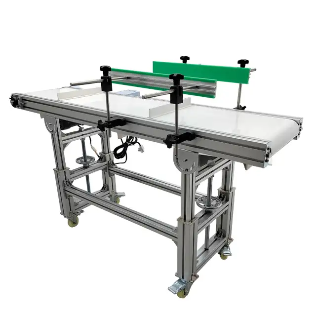 110V Double Fence Conveyor Machine With White PVC Belt 230560