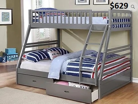 NEW SINGLE OVER DOUBLE BUNKS WITH DRAWERS ONLY $629