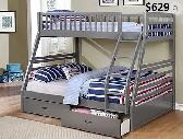 NEW SINGLE OVER DOUBLE BUNKS WITH DRAWERS ONLY $629