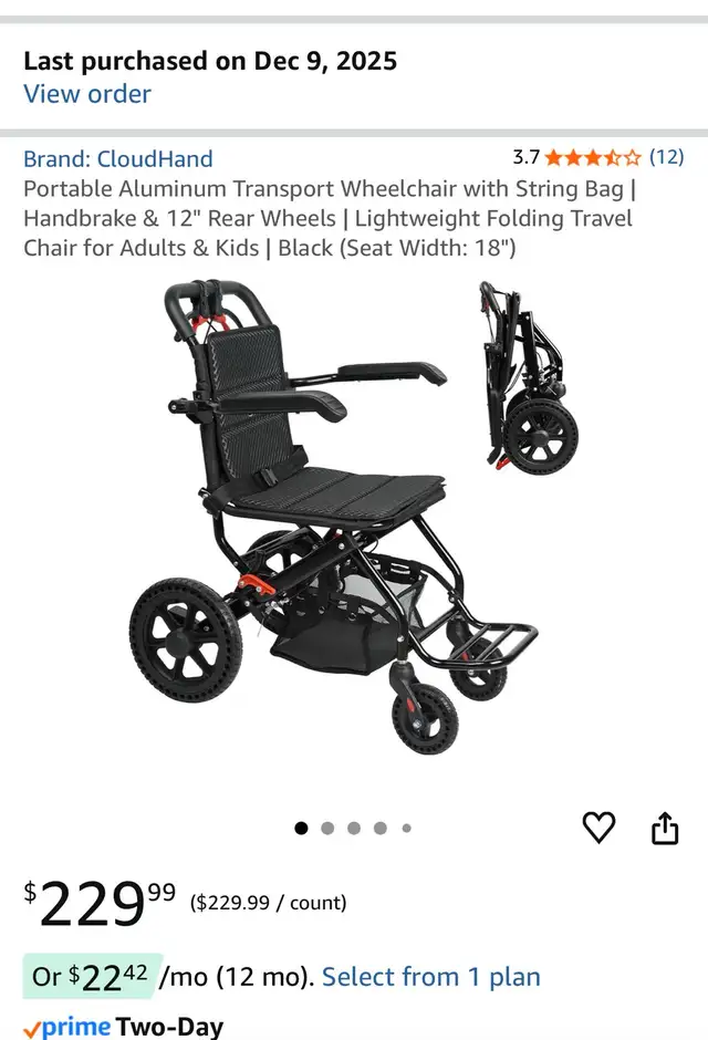 wheelchair transport/travel friendly $100 OBO