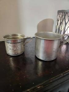 2 ANTIQUE ALUMINUM CUPS