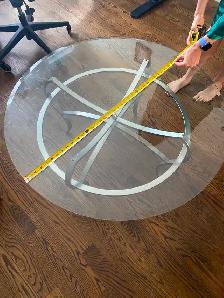 Glass top coffee table 38 inches in diameter