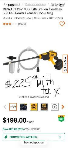 DEWALT 20V Cordless 550 PSI Power Cleaner - Photo 6