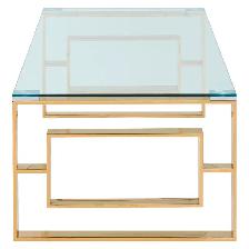 EROS COFFEE TABLE IN POLISHED GOLD AND THICK GLASS.. - Photo 3
