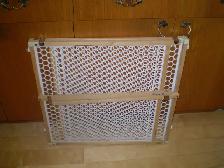 BABY GATE- USED- SAFETY FIRST-WOOD FRAME PLASTIC NETTING -$20