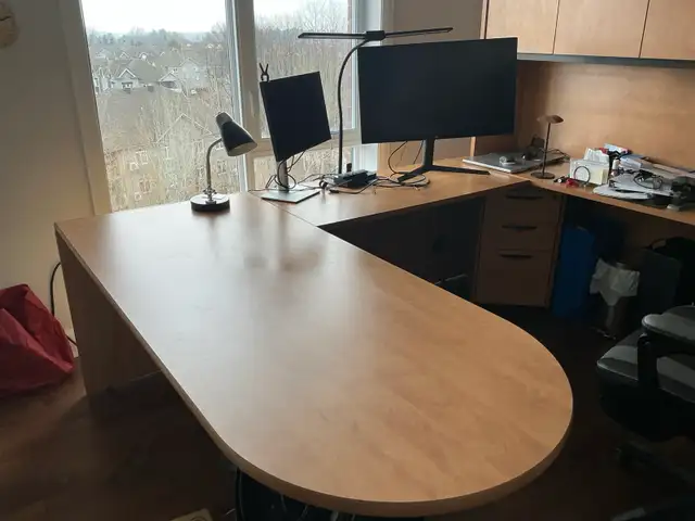 Bureau de travail complet et étagère coordonnée comme neuf