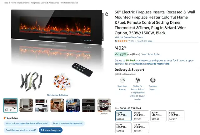 Brand New 50" Electric Fireplace For Sale - Photo 10