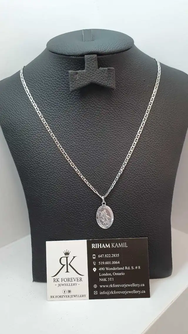 14k white gold chain & pendant #376_17