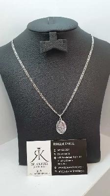 14k white gold chain & pendant #376_17