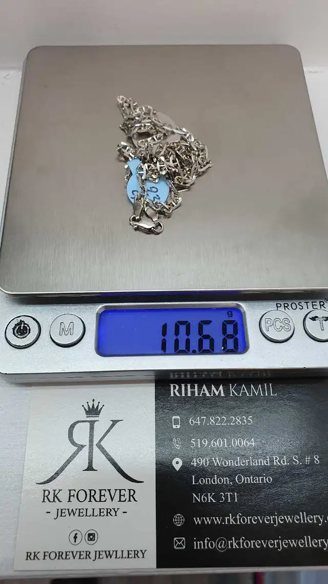 14k white gold chain & pendant #376_17 - Photo 6