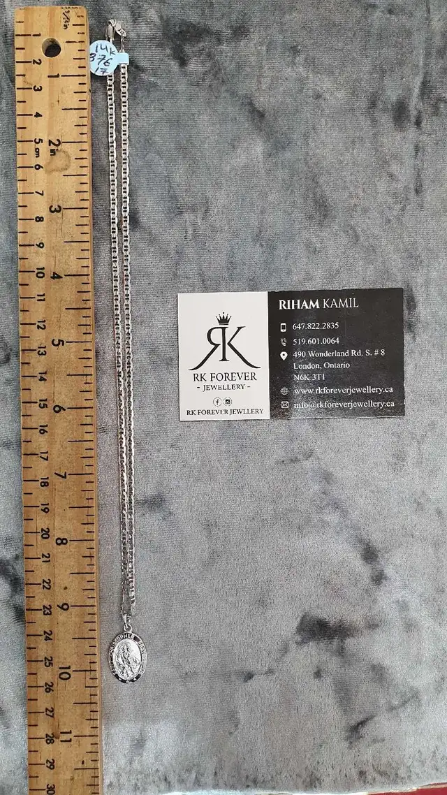 14k white gold chain & pendant #376_17 - Photo 8