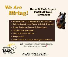 HIRING Horse & Tack Expert - Retail Customer Service