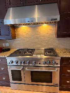 48’’ Jenn Air gas stove with kitchen hood
