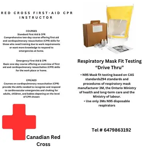 First Aid instructor/3M N95 Mask fit testing in Mississauga/Bram