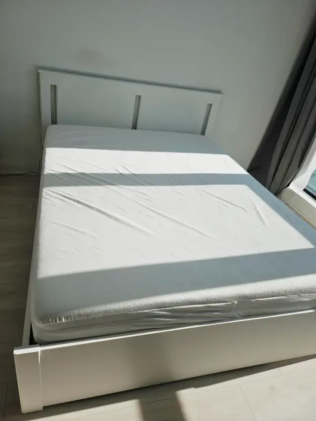 IKEA Queen Bed Set (Mattress   Frame   Slats) — OKz.ca Post$350