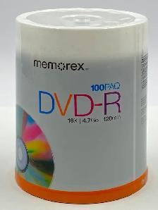 Memorex 16X DVD-R 100 pack DVD-R Tote New/Sealed Recordable Disc