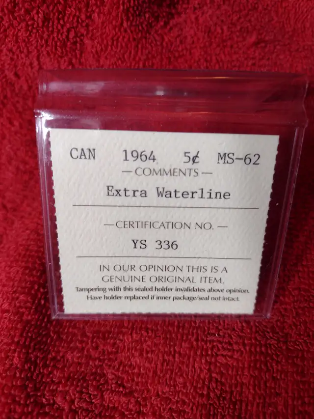 1964 Iccs MS62 Canadian 5 cent extra waterline nickel VHTF coin - Photo 4
