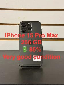 iPhone 15 Pro Max 256 GB battery health 85% very good condition