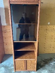 Free delivery used solid wood Vintage Glass Display Cabinet