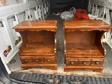 Free delivery used Pair of Wooden End Tables with Drawers