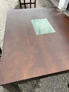 Free delivery used Dark Wood Dining Table Set with 4 Chairs - Photo 3