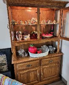 Free delivery used Wooden Hutch with Glass Doors
