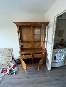Free delivery used Wooden Hutch with Glass Doors - Photo 5