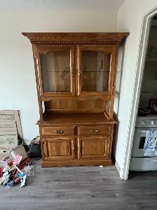 Free delivery used Wooden Hutch with Glass Doors - Photo 7