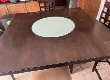 Free delivery used Dark Wood Counter Height Table with 4 Chairs - Photo 3