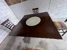 Free delivery used Dark Wood Counter Height Table with 4 Chairs - Photo 7