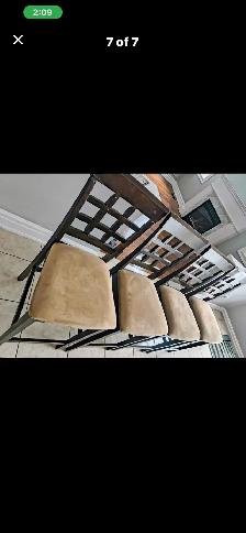 Free delivery used Dark Wood Counter Height Table with 4 Chairs - Photo 10