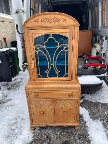 Free delivery Vintage antique Wooden Display Cabinet Glass Door - Photo 2