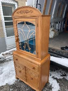 Free delivery Vintage antique Wooden Display Cabinet Glass Door - Photo 4