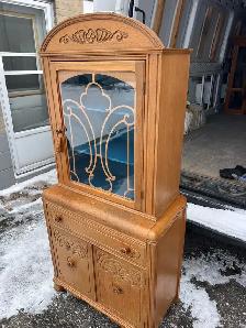 Free delivery Vintage antique Wooden Display Cabinet Glass Door - Photo 5