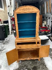 Free delivery Vintage antique Wooden Display Cabinet Glass Door - Photo 7