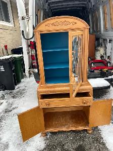 Free delivery Vintage antique Wooden Display Cabinet Glass Door - Photo 8