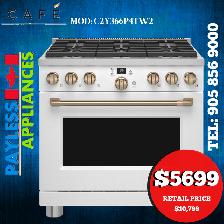 GE Café Commercial Style Range C2Y366P4TW2 36' Smart Dual-Fuel