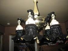 5 ARM BRASS LIGHT FIXTURE WITH BLACK & BRONZE SHADES - Photo 2