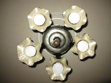 5 ARM BRASS LIGHT FIXTURE WITH BLACK & BRONZE SHADES - Photo 3