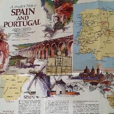 VINTAGE – HISTORICAL MAP OF SPAIN and PORTUGAL, - Photo 4