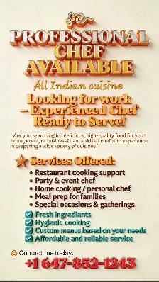 Looking for professional chef