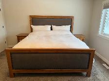 King size bed frame and (2) bedside tables