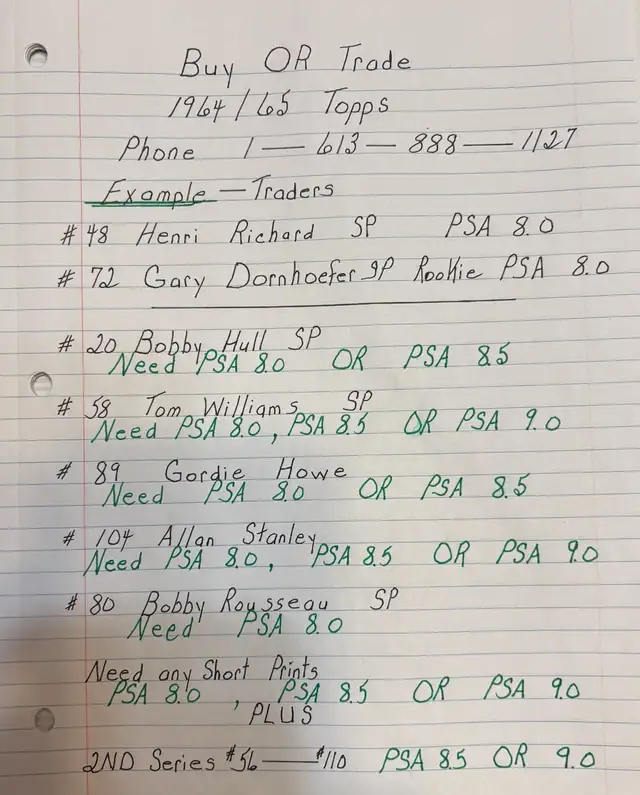 1964-65 topps hockey cards