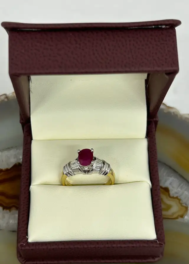 Oval Facetted Ruby Diamond Ring